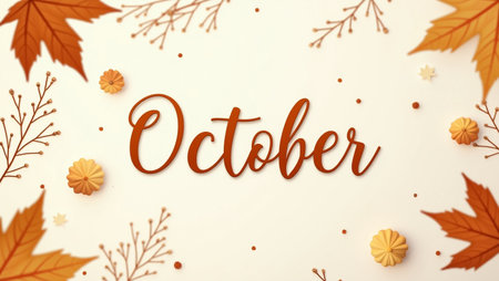 Autumn background with maple leaves and cookies. Top view. Flat lay.の写真素材