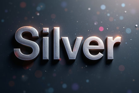 Silver word on black background. 3d render illustration with bokeh effect
