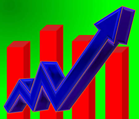 Growing blue bar chart  の写真素材