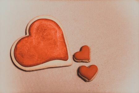 Cookies in the shape of a heart. Close-upの写真素材