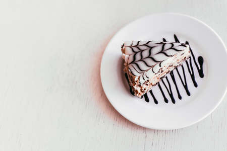 Slice of cake on the tableの写真素材