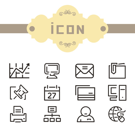 Vintage office iconのイラスト素材