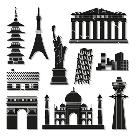 Landmark icons set great for any use. Vector EPS10.のイラスト素材