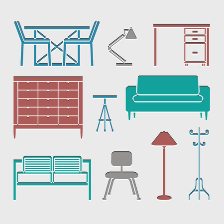 Furniture icons set great for any use. Vector EPS10.のイラスト素材