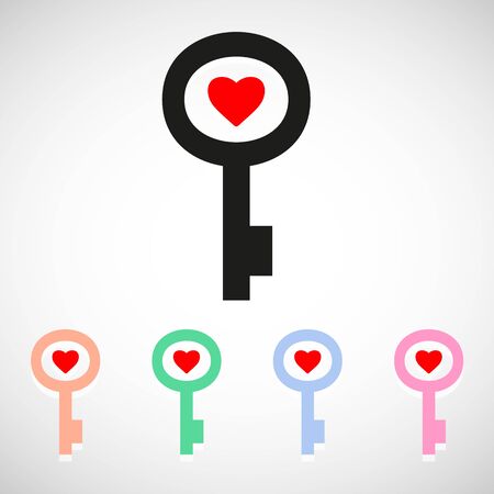 key heart icons great for any use.のイラスト素材