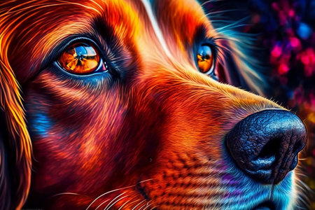 Digital painting of a dog's eyes. Digital painting of a dog.の素材
