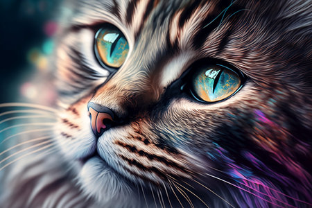 Close-up portrait of a cat with beautiful eyes. 3d renderingの素材