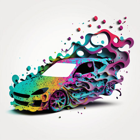 abstract background with car and colorful splashes. Vector illustration.の素材