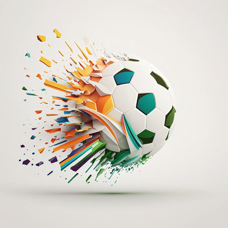 Abstract soccer ball with colorful splashes and drops. Vector illustration.の素材