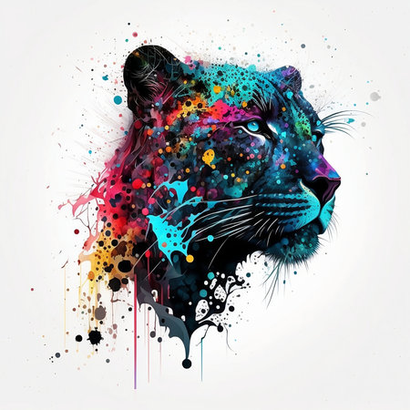 Colorful watercolor portrait of a leopard. Vector illustration.の素材