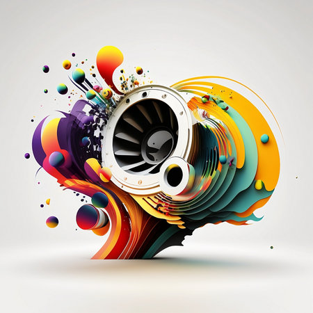 Abstract colorful music background with speaker and splashes. Vector illustration.の素材