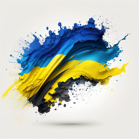 Flag of Ukraine in the form of splashes of paint. Vector illustration.の素材
