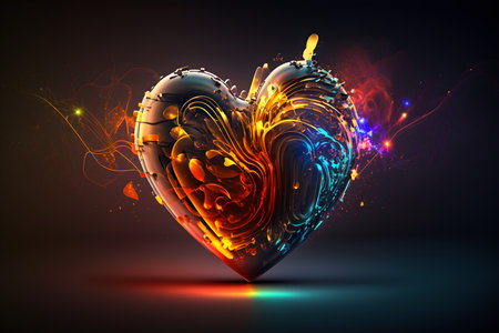 Glowing heart on a dark background. Vector illustration. Eps 10の素材