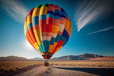 Colorful hot air balloon flying over the Namib desert, Namibiaの素材