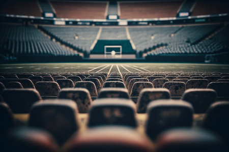 Empty seats in a sports hall or auditorium, vintage tonedの素材