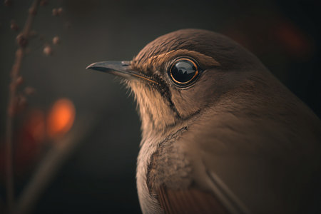 close-up portrait of a bird on a branch in the forestの素材