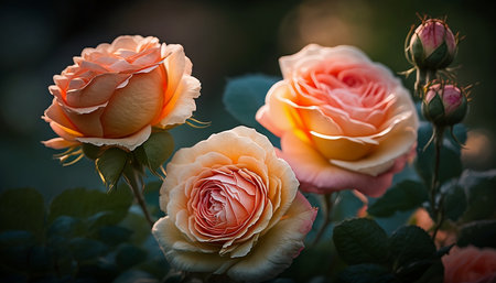 Roses in the garden, Roses are beautiful with a beautiful sunny day.の素材