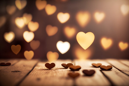 Hearts bokeh background. Valentine's day greeting card.の素材
