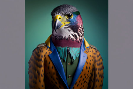 Peregrine falcon in a suit.の素材