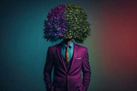 Businessman with a tree instead of his head. Business concept.の素材