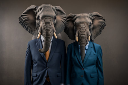 Businessman with elephant head instead of his head, conceptual image.の素材