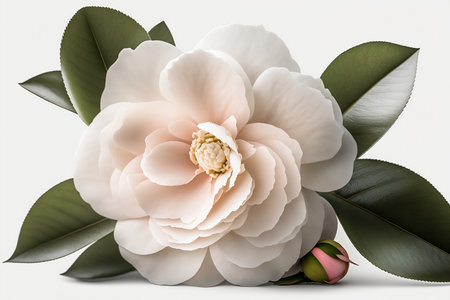 Camellia flower isolated on white background. 3d renderingの素材