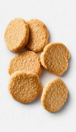 Cookies on a white background, top view, close-upの素材