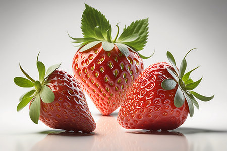 Strawberries on a white background. 3d rendering, 3d illustration.の素材