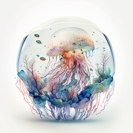 Jellyfish in an aquarium. Vector illustration of a jellyfish.の素材