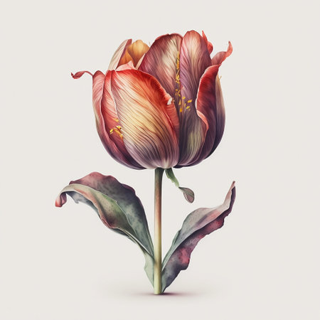 Beautiful tulip flower isolated on white background. 3D illustration.の素材