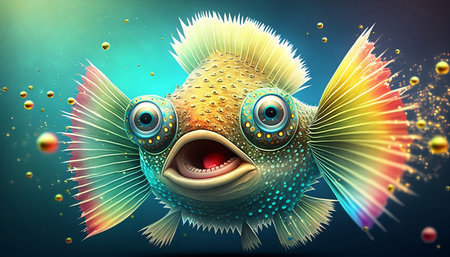 Fantasy fish. 3D illustration. 3D CG. High resolution.の素材