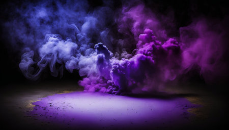Abstract background of purple and purple smoke in the form of an explosionの素材