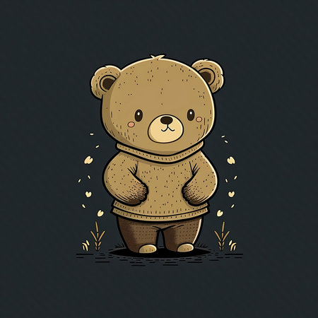 Cute teddy bear on a dark background. Vector illustration.の素材