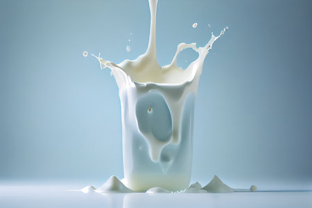 Milk splash isolated on white background. 3d render illustration.の素材