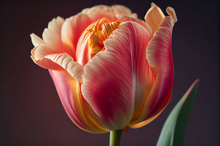 Beautiful tulip flower on dark background. Close-up.の素材