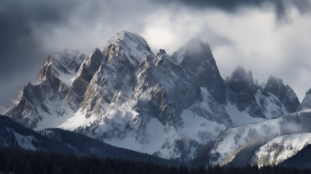 Panorama of the snow-capped peaks of the Dolomitesの素材
