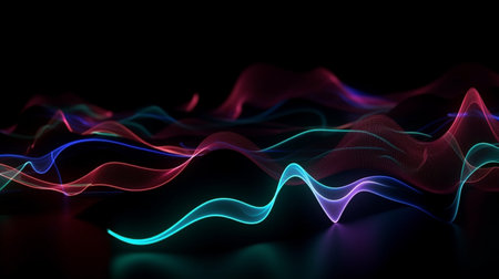 abstract background with a glowing wavy lines, 3d renderの素材