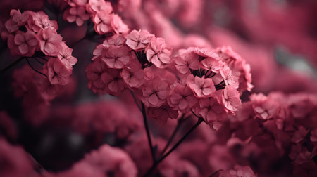 Beautiful pink hydrangea flowers in the garden. Selective focus.の素材