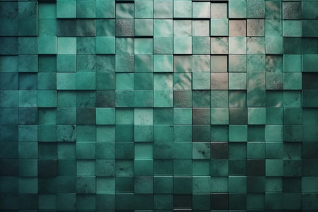 Green tile wall texture background. Abstract grunge pattern. 3d renderingの素材