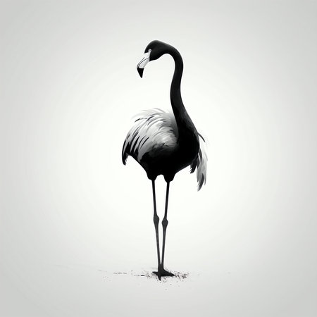 Flamingo. Vector illustration of a flamingo. Black and white.の素材