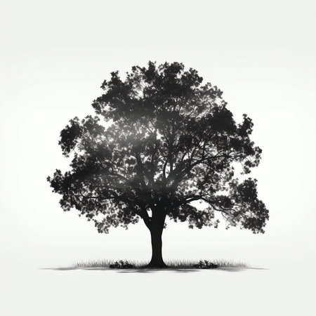 Tree silhouette isolated on white background. Vector illustration for your design.の素材