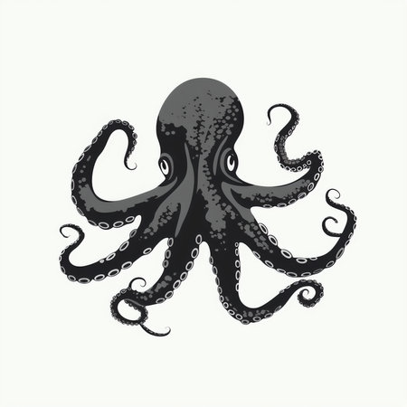 Octopus isolated on white background. Vector illustration for your design.の素材