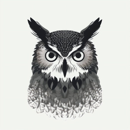 Owl portrait. Vector illustration isolated on white background.の素材
