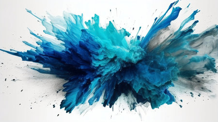 Abstract blue watercolor splash isolated on white background. Ink in water.の素材