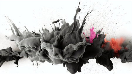 Black ink in water on a white background. Abstract background for design.の素材