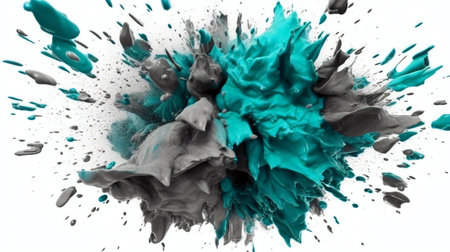 abstract watercolor background with black, green and blue splashesの素材