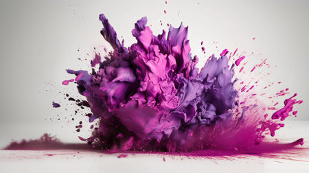 Purple paint splashes isolated on white background. 3d renderingの素材