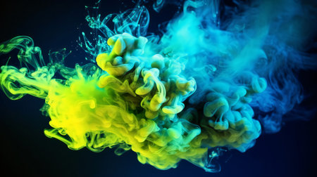 Colorful cloud of smoke of vape on a black background. Background from the smoke of vapeの素材