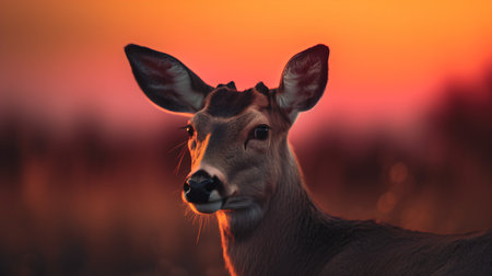 White-tailed Deer (Odocoileus virginianus) at sunsetの素材