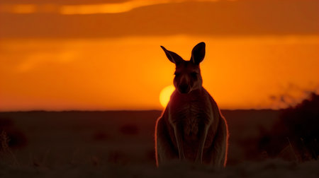 Kangaroo at sunset in Kalahari desert, South Africaの素材